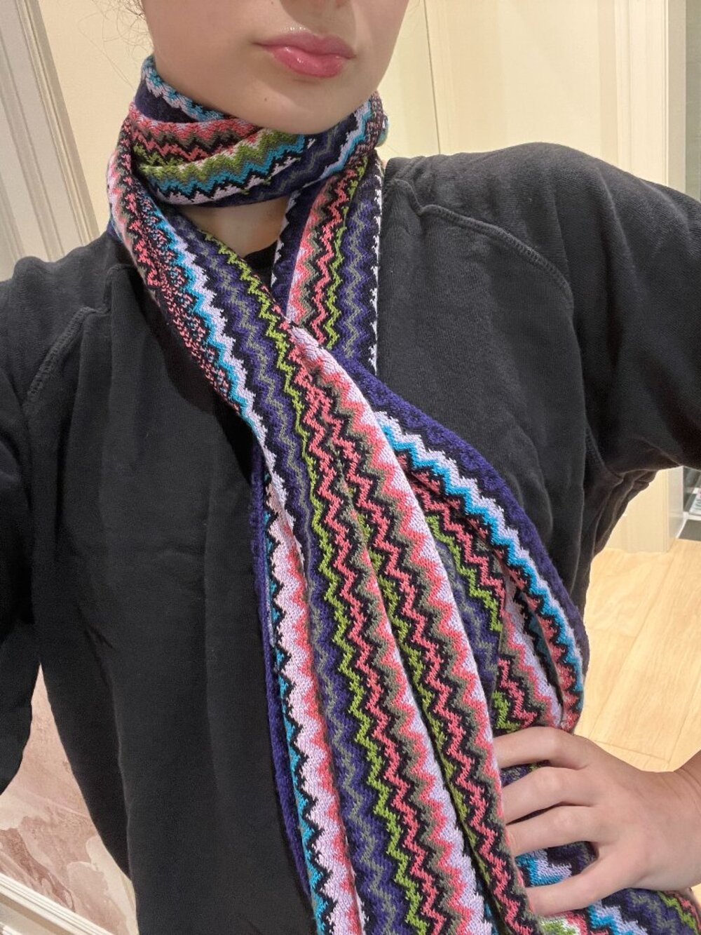 Authentic Missoni Multicolour Chevron Wool Scarf